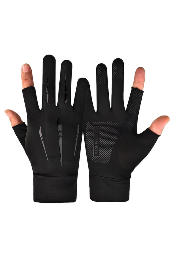 Unisex Sun Protection Gloves Breathable Ice Silk with Fingerless Design for Driving Fishing