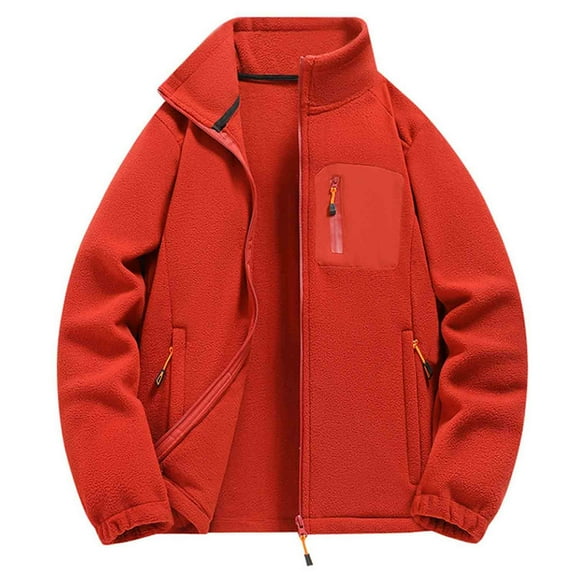 hoksml Unisex Windproof Fleece Jacket Thermal Stand Collar Outdoor Keep Warm Zip Up Coat with Pockets for Men and Women