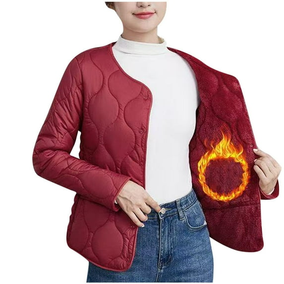 hoksml Warm Winter Coats for Women, Fashion Fleece Jacket V-neck Solid Color Fall Winter Long Sleeved Parkas Coat Tops