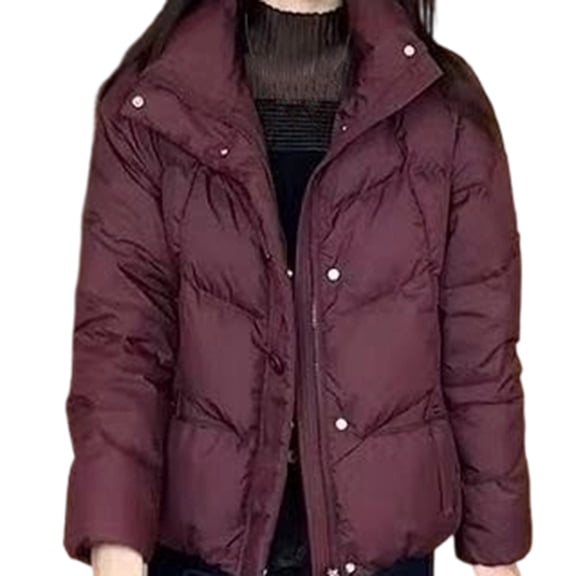 hoksml Winter Short Down Coat for Women, Casual Oversized Puffer Jacket, Warm Zip-Up Lightweight Outerwear