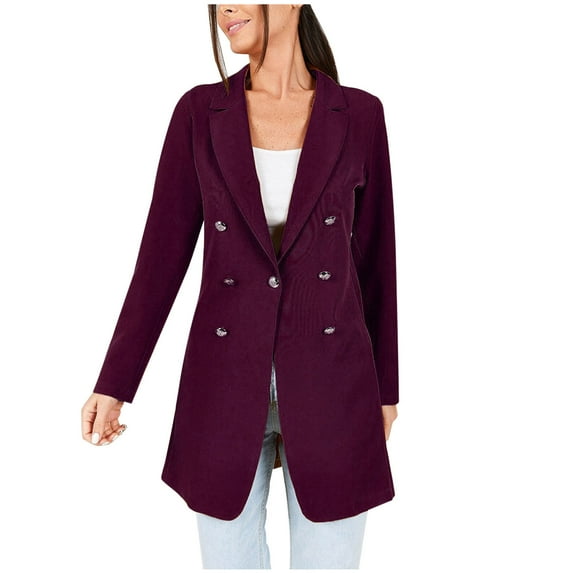 hoksml Women Elegant Business Office Work Jacket, Casual Turn Down Collar Fashion Button Blouse- Long Coat On Clearance