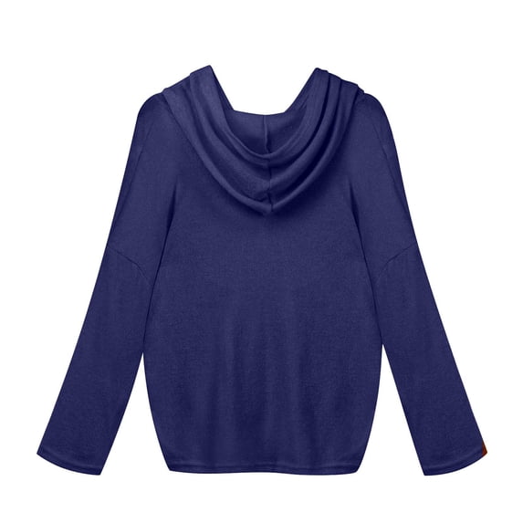 hoksml Women Fashion Casual Loose Large Size Solid Color Hood Long Sleeves Pullover Knit Sweater Tops Clearance