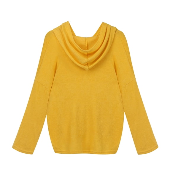 hoksml Women Fashion Casual Loose Large Size Solid Color Hood Long Sleeves Pullover Knit Sweater Tops Clearance