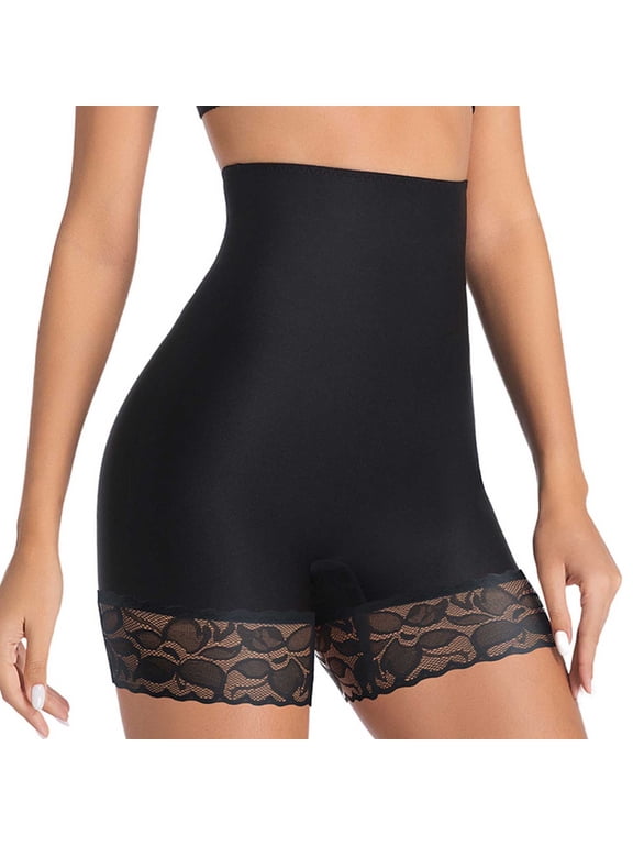 Women High Waist Panties Lace Hem Shaping Shorts Tummy Control Anti Chafing Shapewear for Daily Use