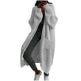 thumbnail image 1 of hoksml Women Long Cardigan Sweaters Relaxed Fit Solid Color Long Sleeved Casual Chunky Open Front Knit Coat, 1 of 6