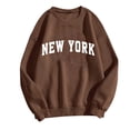 thumbnail image 1 of hoksml Women Long Sleeve Sweatshirt Casual Crew Neck Shirt New York Letter Print America Long Sleeve Pullover Top Clothes Super Soft Plain Hoodie Sweatshirt, 1 of 3