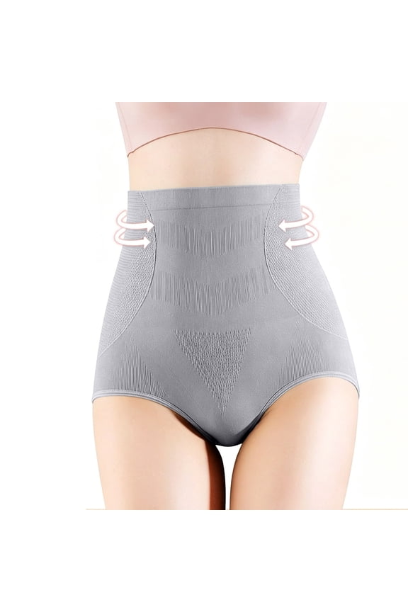 Women Panties High Waist Textured Cotton Shaping Briefs Tummy Lifting Hip Up Underwear for Daily Inner Wear