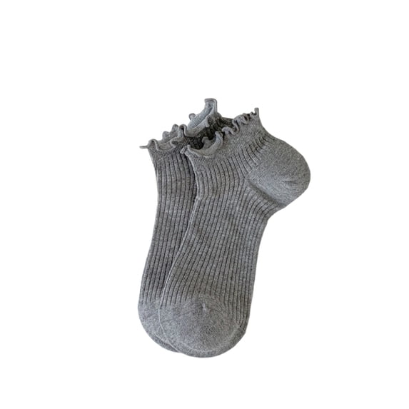hoksml Women Ruffle Cuff Vertical Rib Cotton Ankle Socks, Soft Stretchy Low Cut Casual Socks, Multi Pastel Solid Color Breathable Cute Daily Dress Socks