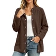thumbnail image 1 of hoksml Women Snap Button Fleece Jacket Stand Collar Long Sleeve Pockets for Fall Winter Daily Outdoor Work Comfort, 1 of 8