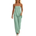 thumbnail image 1 of hoksml Women Strapless Asymmetrical Top Wide Leg Pants Two Piece Outfit Vacation Casual Set for Everyday Comfort, 1 of 9