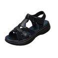 thumbnail image 1 of hoksml Women T-Strap Adjustable Ankle Strap Wedge Sandals Open Toe PU Casual Sporty Summer Beach Sandals, 1 of 6
