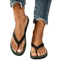 thumbnail image 1 of hoksml Women Textured Footbed Braided Strap Flat Thong Flip Flops Open Toe Summer Beach Casual, 1 of 7