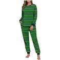 thumbnail image 1 of hoksml Women's 2-Side Fleece Loungewear Set Stripes Long Sleeve Top and Jogger Pants Pajamas Set Round Neck Pullover Winter Sleepwear Home Outfit, 1 of 7