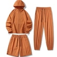 thumbnail image 1 of hoksml Women's 3 Piece Tracksuit Set, Hooded Zip Jacket with Shorts and Jogger Pants Lightweight Casual Outfit, 1 of 5