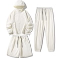 thumbnail image 1 of hoksml Women's 3 Piece Tracksuit Set, Hooded Zip Jacket with Shorts and Jogger Pants Lightweight Casual Outfit, 1 of 8