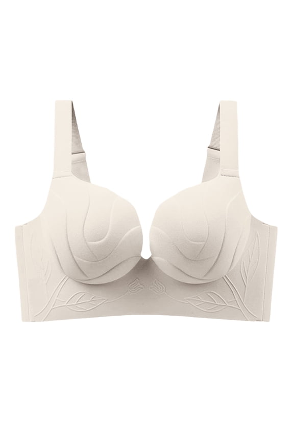 Women's 3D Embossed Rose Wireless Support Bra Wide Adjustable Straps Full Coverage Comfort Lingerie