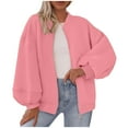 thumbnail image 1 of hoksml Women's Active Jackets Solid Color Double Pocket Long Sleeved Zipper Coats Hoodless Stand-Up Collar Casual Outwear Top, 1 of 6