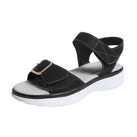 hoksml Women's Adjustable Hook-and-Loop Platform Sandals, Slingback Design, 1.57in Heel Casual Walking Shoes