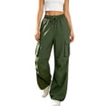 thumbnail image 1 of hoksml Women's Baggy Cargo Pants High Waisted Drawstring Wide Leg Trousers with Pockets for Casual Streetwear, 1 of 7