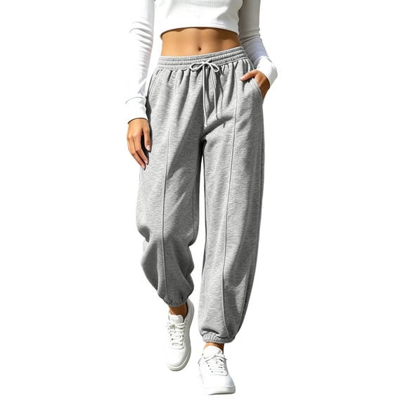 hoksml Women's Barrel Leg Joggers Drawstring Elastic Waist Baggy Sweatpants with Pockets for Casual Gym Workout