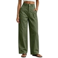 thumbnail image 1 of hoksml Women's Barrel Leg Pants Button Front High Waisted Wide Leg Trousers with Pockets for Daily Wear And Everyday Commuting, 1 of 7