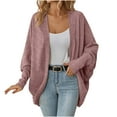 thumbnail image 1 of hoksml Women's Batwing Sleeve Knit Cardigan Sweater Solid Color Open Front Long Sleeve Textured Casual Oversized Sweater Coat, 1 of 3