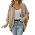 thumbnail image 1 of hoksml Women's Batwing Sleeve Knit Cardigan Sweater Solid Color Open Front Long Sleeve Textured Casual Oversized Sweater Coat, 1 of 3