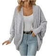 thumbnail image 1 of hoksml Women's Batwing Sleeve Knit Cardigan Sweater Solid Color Open Front Long Sleeve Textured Casual Oversized Sweater Coat, 1 of 3
