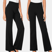 hoksml Womens Black Dress Pants High Waist Stretch Flare Leg Trousers with Pockets for Office and Professional Work Wear