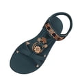 thumbnail image 1 of hoksml Women's Boho Floral T-Strap Flat Sandals, Elastic Ankle Strap, Ethnic Beach Shoes, 1 of 8