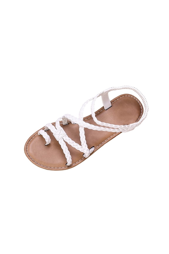 Women's Braided Gladiator Flat Sandals Crisscross Straps Open Toe Bohemian Summer Beach Shoes