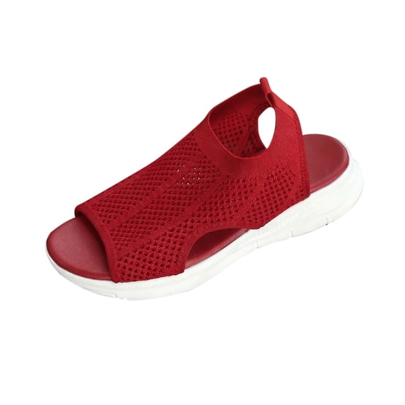 hoksml Women's Breathable Knit Platform Sandals, Slingback Cutout, 1.57in Heel Casual Walking Shoes