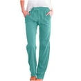 thumbnail image 1 of hoksml Women's Casual Pull On Drawstring Waist Linen Blend Straight Leg Pants Relaxed Fit with Side Pockets for Summer Daily Wear, 1 of 6