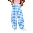 thumbnail image 1 of hoksml Women's Checkered Wide Leg Pants, Elastic High Waist Casual Trousers with Pockets, Loose Pants for Daily and Loungewear, 1 of 6