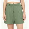 thumbnail image 1 of hoksml Women's Chino Shorts - Mid Rise Button Closure with Large Pockets, Casual Everyday Shorts, 1 of 6