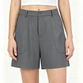 thumbnail image 1 of hoksml Women's Chino Shorts - Mid Rise Button Closure with Large Pockets, Casual Everyday Shorts, 1 of 6