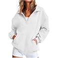 thumbnail image 1 of hoksml Women's Collared Button Front Sweatshirt, Oversized Long Sleeve Pullover Top with Pockets for Everyday Comfort, 1 of 8