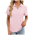 thumbnail image 1 of hoksml Women's Collared Eyelet Athletic T-Shirt Casual Short Sleeve V-Neck Top with Pocket, 1 of 7