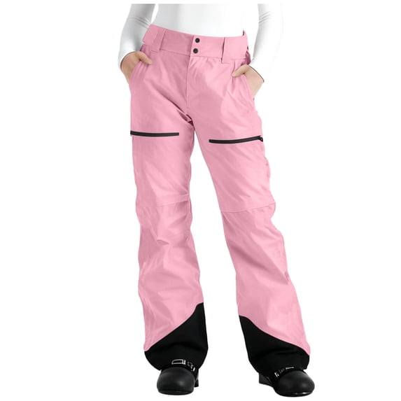 hoksml Women's Color Block Windproof Waterproof Ski Pants Fashion High Waisted Lightweight Single Layer Sport Pants with Pockets for Ski Winter Outdoor