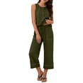 thumbnail image 1 of hoksml Women's Contrast Stitch Sleeveless Top and Drawstring Culotte Pants Set, 2 Piece Casual Outfit, 1 of 9