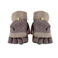 thumbnail image 1 of hoksml Women's Convertible Flip Mittens Touchscreen Fingerless Gloves Thermal Knit with Fold-over Mitten Cap Solid Color Winter Gloves, 1 of 4