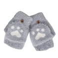 thumbnail image 1 of hoksml Women's Convertible Mittens Fingerless Gloves with Flip Cover Cute Plush Animal Gloves for Writing Touchscreen Warm Fleece Lined Winter Gloves, 1 of 2