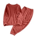 thumbnail image 1 of hoksml Women's Coral Fleece Pajama Set Winter Plush Sleepwear Solid Color Crewneck Pullover Top with Pants Cozy Loungewear, 1 of 5