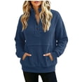 thumbnail image 1 of hoksml Women's Corduroy Henley Sweatshirt Stand Collar Pocket Long Sleeve Loose Pullover for Casual Travel Soft, 1 of 7