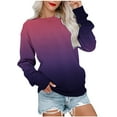 thumbnail image 1 of hoksml Women's Crew Neck Long Sleeve Sweatshirt Ombre Gradient Print Casual Pullover Top for Everyday Wear, 1 of 4