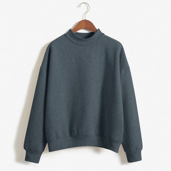 hoksml Women's Crew Neck Long Sleeve Sweatshirt Oversized Loose Fit Solid Color Casual Pullover Top for Everyday Wear