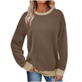 thumbnail image 1 of hoksml Women's Crewneck Sweatshirts Fall Winter Long Sleeved Solid Color Pullover Top T Shirts Comfortable Soft Bottom Shirt, 1 of 5