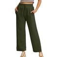 thumbnail image 1 of hoksml Women's Cropped Wide Leg Sweatpants Elastic Waist with Drawstring and Pockets Loose Fit Casual Trousers for Daily and Lounge Wear Multiple Colors Available, 1 of 7