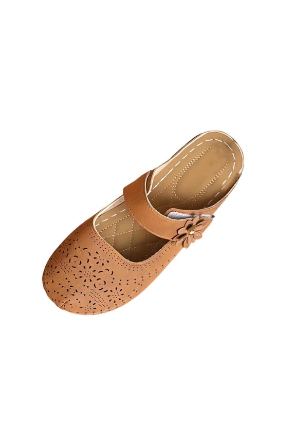 Women's Cutout Wedge Mules, Easy-On Breathable Casual Slip-On Shoes