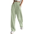 thumbnail image 1 of hoksml Women's Drawstring Waist Striped Wide Leg Pants, Casual Stretchy Trousers with Pockets, 1 of 6